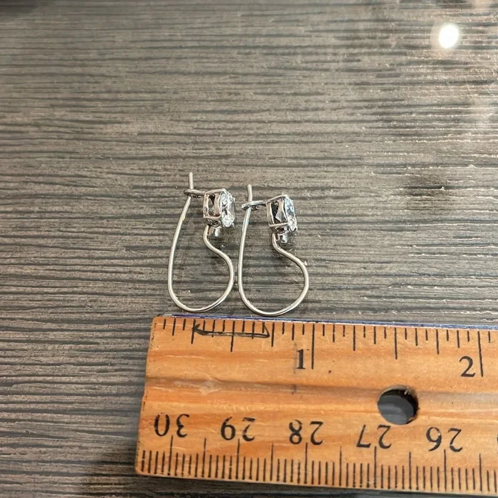 Vintage Sterling Silver Wire CZ Earrings